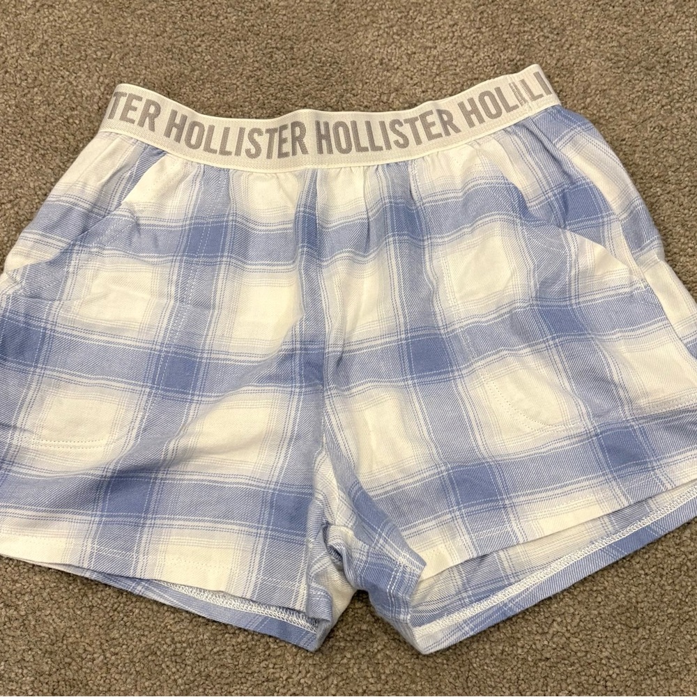 Hollister Women’s Blue Plaid flannel Sleep Shorts